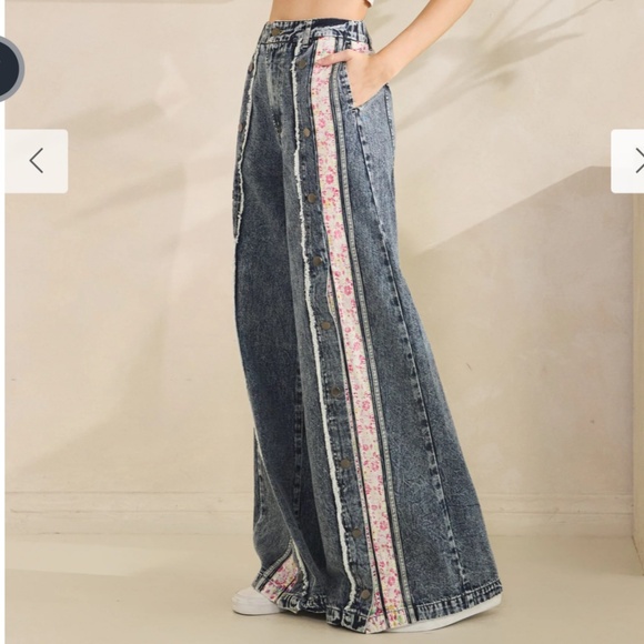 Oli and Hali “ Chrissy ” Oli & Hali Button Down Wide Leg Denim Pants 57A - Picture 4 of 8